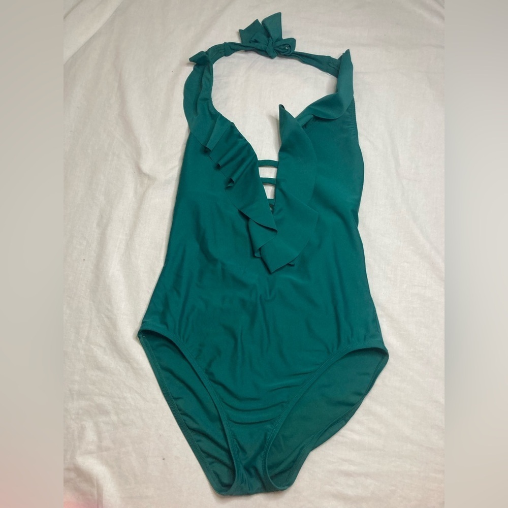 Bleu Rod Beattie Halter One-Piece Swimsuit Size 6 Forest Green - Picture 3 of 7